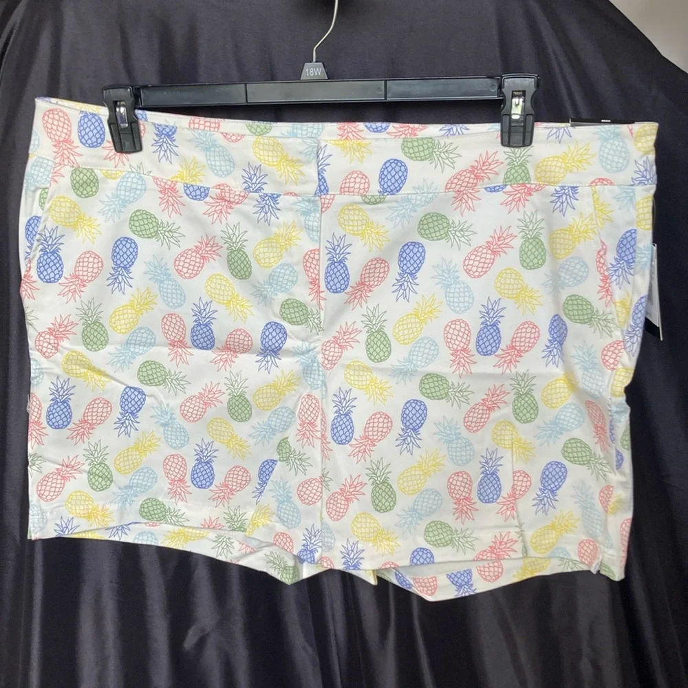 Briggs short multi colored pineapple print white short casual size 20W - Picture 3 of 17